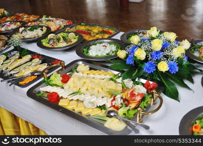 buffet catering food arangement on table