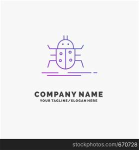 Bug, bugs, insect, testing, virus Purple Business Logo Template. Place for Tagline. Vector EPS10 Abstract Template background