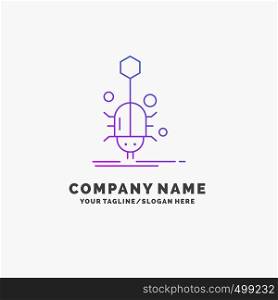 Bug, insect, spider, virus, web Purple Business Logo Template. Place for Tagline. Vector EPS10 Abstract Template background