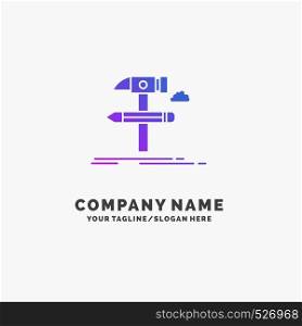 Build, design, develop, tool, tools Purple Business Logo Template. Place for Tagline.. Vector EPS10 Abstract Template background