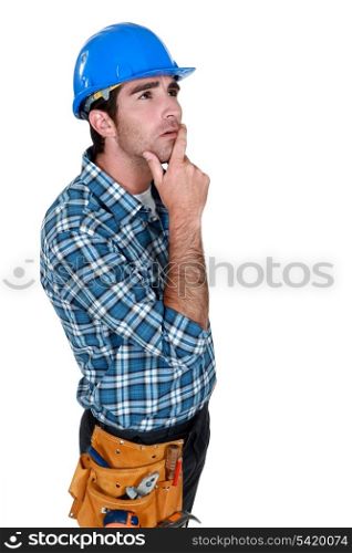 Builder deep in thought