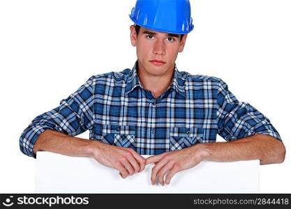 Builder looking upset