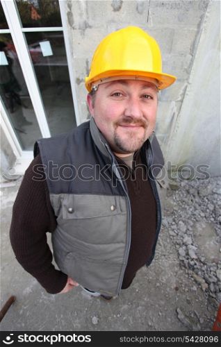 Builder on a construction site
