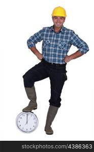 Builder with a clock