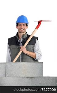 Builder with a shovel