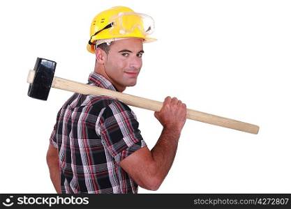 Builder with a sledgehammer