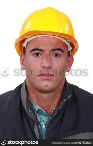 Builder with confused look on face