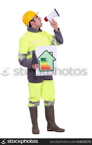 Builder with energy rating poster