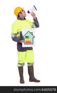 Builder with energy rating poster