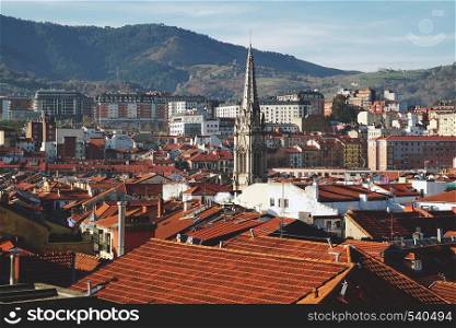 building architecture and cityscape in Bilbao city Spain