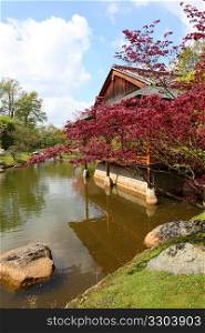 Building at waterside in Japanese Garden