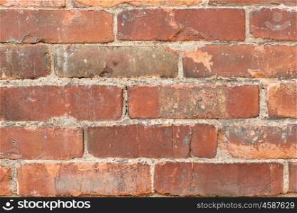 building, construction, architecture, brickwork and exterior concept - old brick wall background