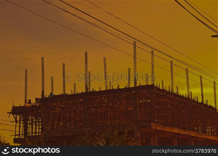 Building Construction site silhouette, abstract construction background