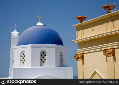 building details and the blue sky, at the island of santorini in greece