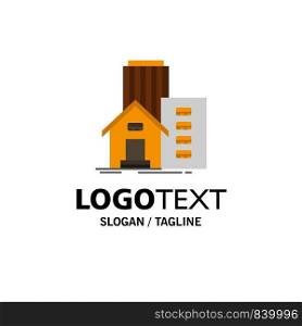 Building, Estate, Real, Apartment, Office Business Logo Template. Flat Color