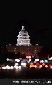 Building lit up at night, Capitol Building, Washington DC, USA