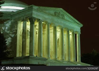 Building lit up at night, Jefferson Memorial, Washington DC, USA