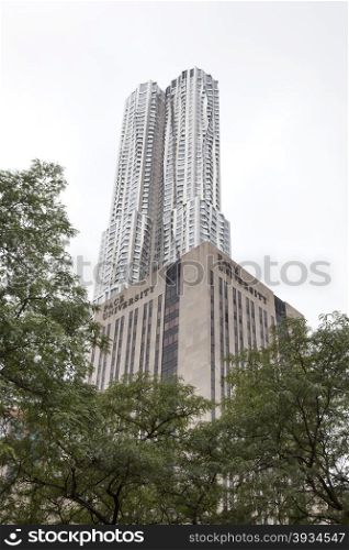 building of Pace university and beekman tower by frank gehry in new york city lower manhattan
