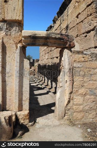 Building of the public latrine in the ancient town of Hierapolis