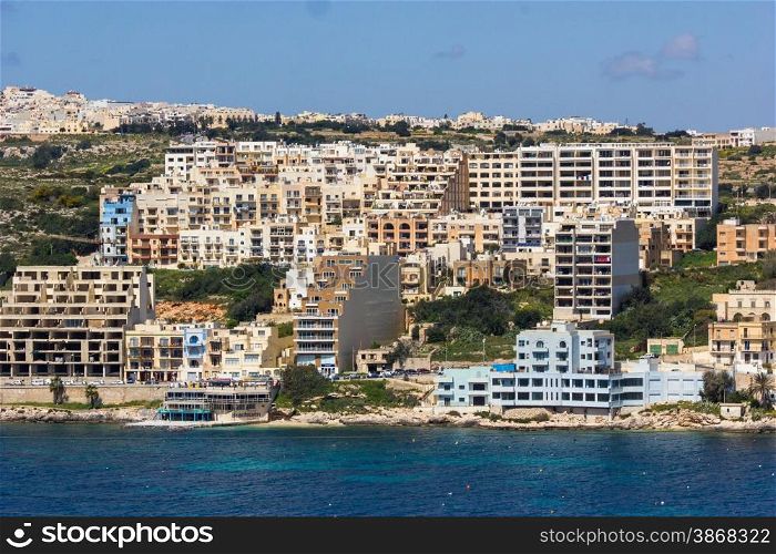 Building on the coasts. buildings on the coast Malta