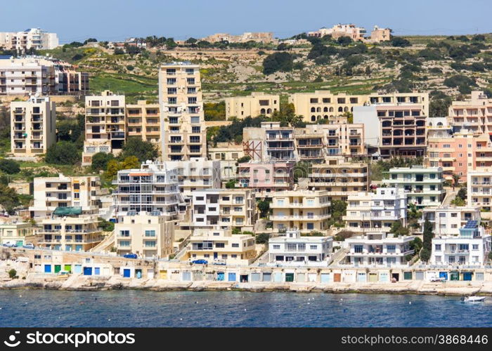 Building on the coasts. buildings on the coast Malta