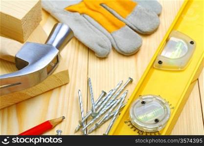 building tools on table