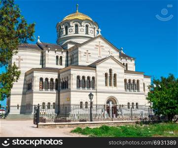 building Vladimir Cathedral Chersonese Tavricheskiy, Crimea Ukraine, summer day