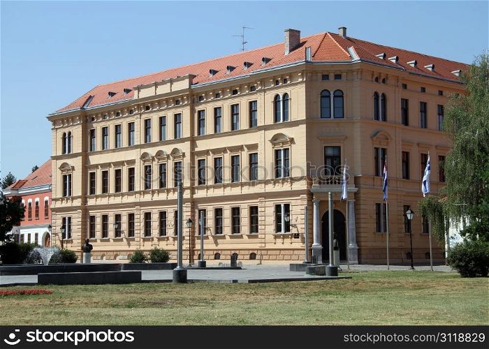 Building with classical facade in Osijek, Croatia