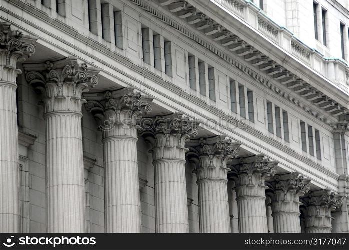 Building with columns in downtown Montreal, Canada