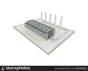 building with pipes on a white background