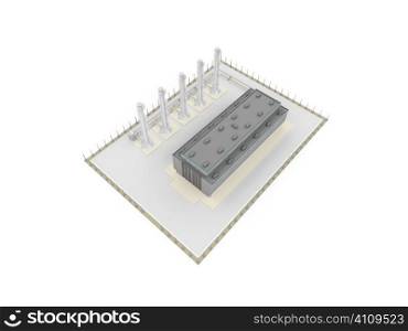 building with pipes on a white background