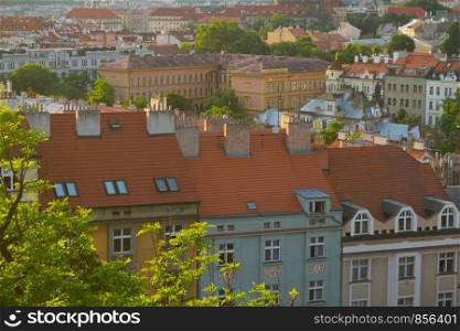 building with red roof in Prague, Chezh Republic