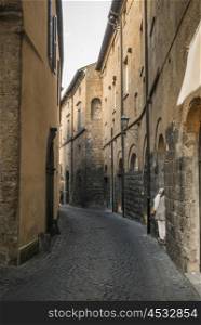 Buildings along a narrow street, Orvieto, Terni Province, Umbria, Italy