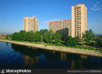 Buildings along a river, River Neva, St. Petersburg, Russia