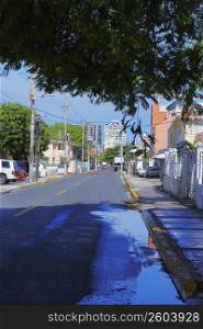Buildings along a road, El Condado, San Juan, Puerto Rico