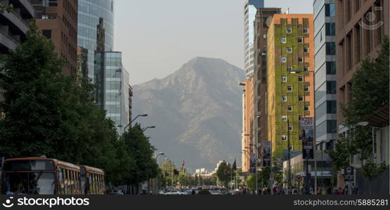 Buildings along a street, Santiago, Santiago Metropolitan Region, Chile