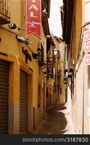 Buildings along an alley, Toledo, Spain