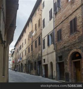 Buildings along street, Siena, Tuscany, Italy