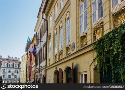 Buildings and houses in the historical center of Prague