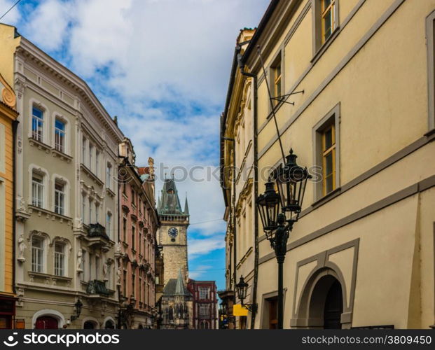 Buildings and houses in the historical center of Prague