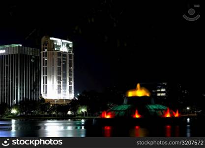 Buildings at night, Orlando, Florida, USA