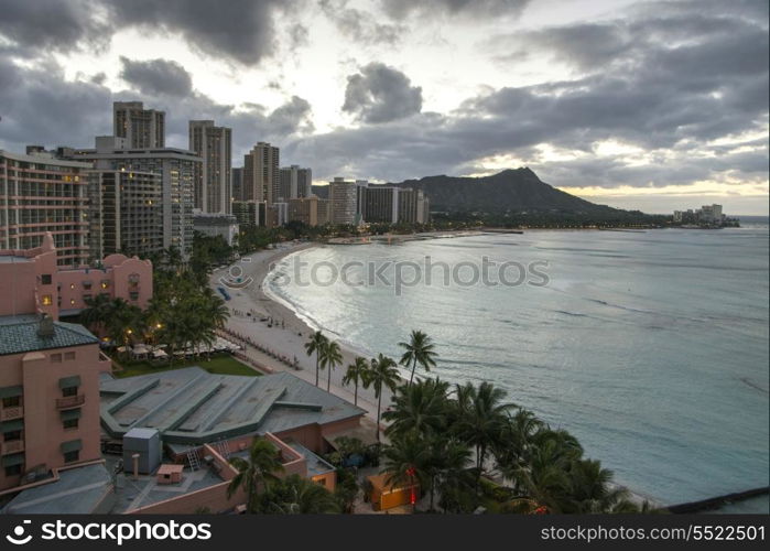 Buildings at the beachfront, Waikiki, Honolulu, Oahu, Hawaii, USA