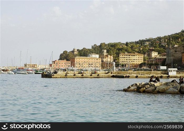 Buildings at the seaside, Italian Riviera, Santa Margherita Ligure, Genoa, Liguria, Italy