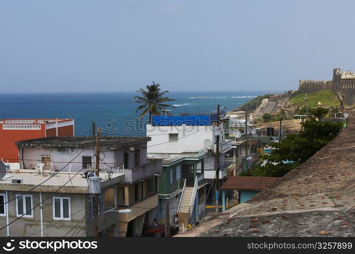 Buildings at the seaside, La Perla, Old San Juan, San Juan, Puerto Rico