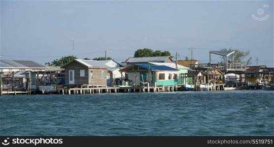 Buildings at the waterfront, Cayman Cay, Utila Island, Bay Islands, Honduras