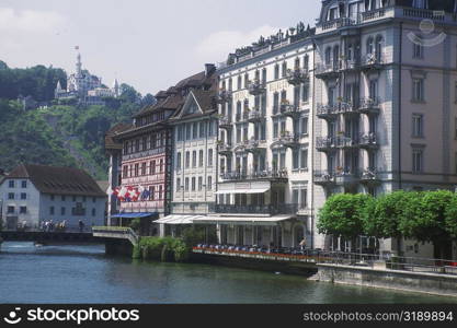Buildings at the waterfront, Lake Lucerne, Lucerne, Switzerland