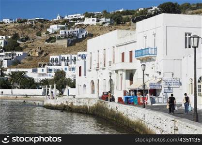 Buildings at the waterfront, Mykonos, Cyclades Islands, Greece