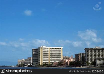 Buildings at the waterfront, Waikiki Beach, Honolulu, Oahu, Hawaii Islands, USA