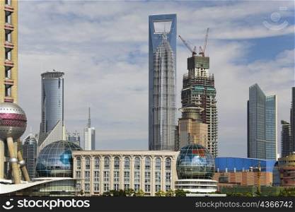 Buildings in a city, Lujiazui, The Bund, Shanghai, China