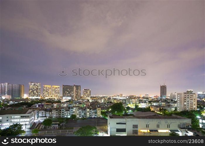 Buildings in Bangkok Tallest building in Bangkok during the night.
